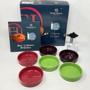 NEW Emile Henry 6 Piece Les Secrets d’Emile Crème Brûlée Set + Recipes